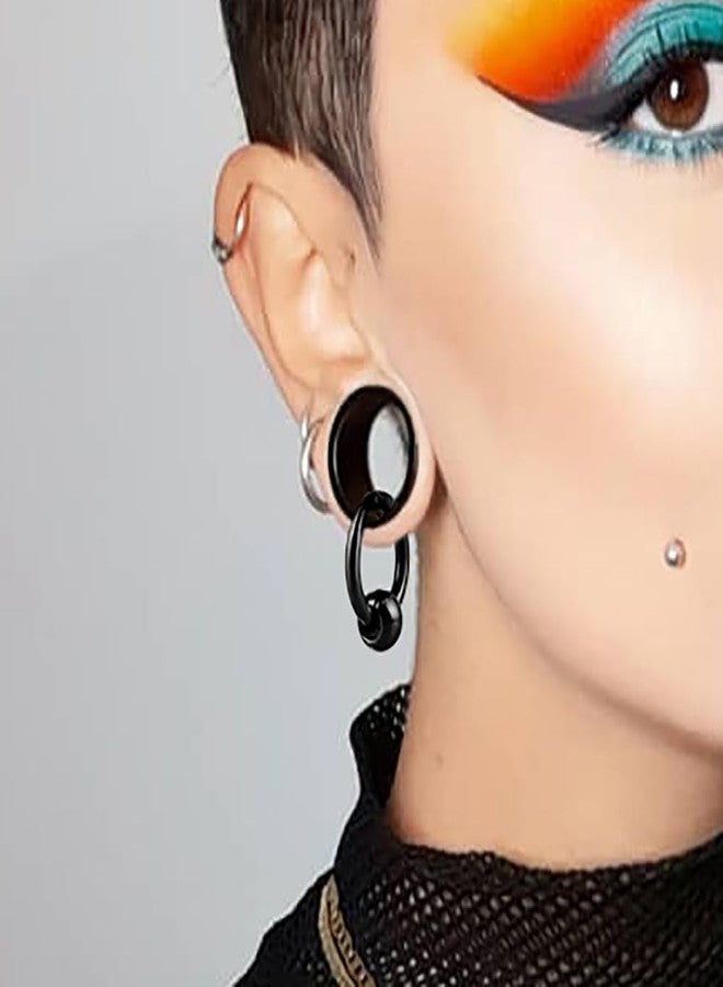 Earblity 1 Pair Basic gauges+1 rings+1 balls 00g/ 10mm Ear Tunnels Plugs 316 Stainless Steel Black Ear Gauges Weight Saddle Plugs Hypoallergenic expander Piercing Body Jewelry - Image 3